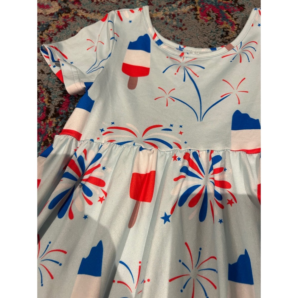 Romarose Girls Blue Patriotic Popsicle Fireworks Dress Size 4T Summer k7036‎ - Picture 3 of 6